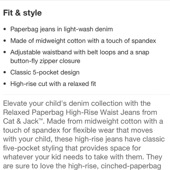 CAT & JACK Paperbag Waist Jeans - Picture 7 of 7